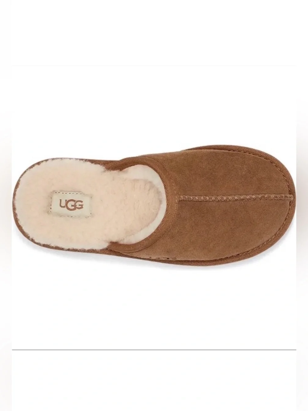 UGG Keegan Chestnut Suede Shearling Slide Slippers Big Kids 1M Cozy House Shoes